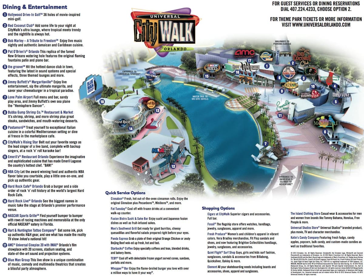 ইউনিভার্সাল অরল্যান্ডো citywalk মানচিত্র